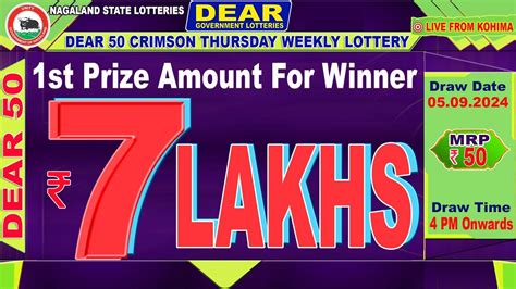 Dear 50 Crimson Thursday Weekly Lottery Live 4pm .